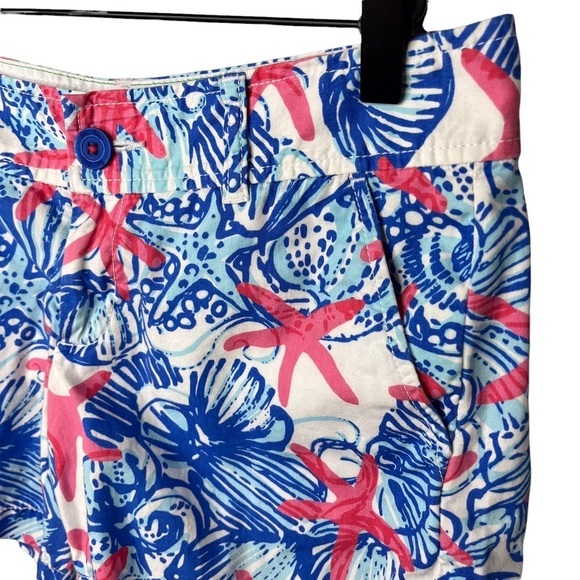 Lilly Pulitzer She She Shells Callahan Shorts Size 2 Starfish Shells Blue Red - Picture 3 of 9